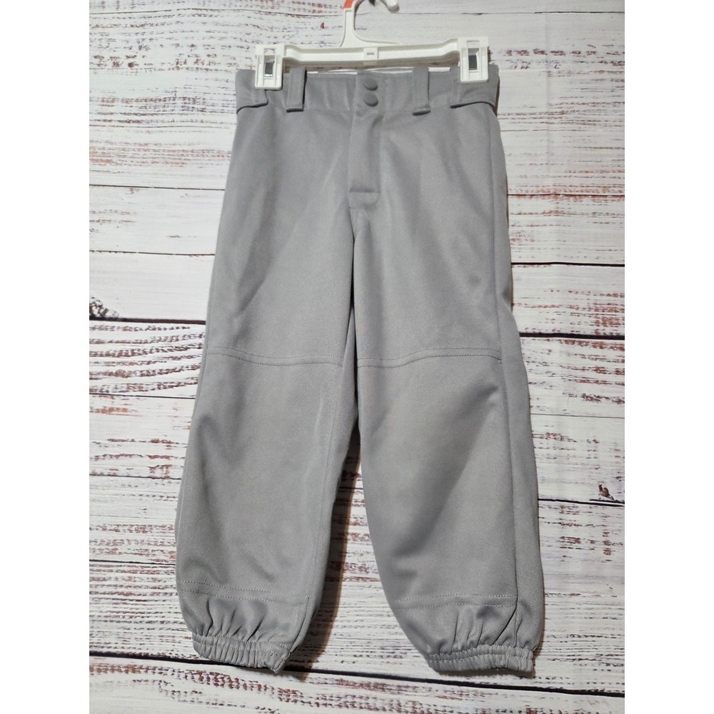 Rawlings Youth Baseball Pants Gray Size XS Elastic Hem Reinforced Knee Athletic